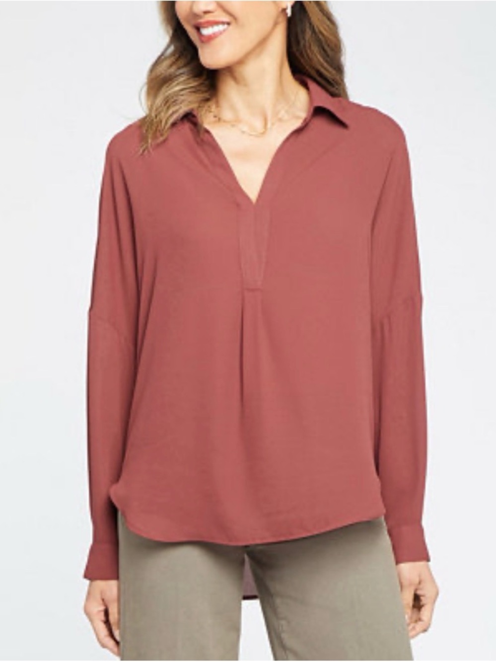 Uniqlo V-Neck Relaxed Tunic - Dusty Rose